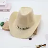 Chapéu de Palha Masculino de Verão para Pesca ao Ar Livre Aba Reta Sombreamento Protetor Solar Praia Litoral Chapéu Cowboy Ocidental Chapéu de Sol