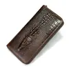 Cartera de piel auténtica con estampado de cocodrilo para hombre, tarjetero RFID de piel de vacuno de capa superior larga, billetera retro multitarjeta para hombre.