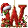 Novos Enfeites de Natal Pendentes Decorações Planas para Árvore de Natal Chapéu Vermelho Letra Inicial com Decoração de Letra Personalização Personalizada