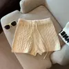 Leggings Estilo Novo 2026 para Mulheres Baixas, Shorts de Tricô com Design Trançado, Adequado para Outono e Inverno, Cintura Elástica, Perna Larga, Caimento Justo