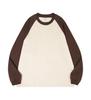 Suéter de tricô de algodão puro estilo Hong Kong masculino e feminino primavera e outono retrô americano simples de gola redonda com mangas compridas