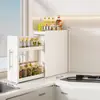 Estante para especias para uso en la cocina, gabinete de almacenamiento multifuncional extraíble para encimera para especias, caja de estante de lados estrechos