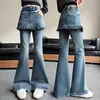 Jeans Acampanados para Niñas 2026 Nueva Moda Primavera y Otoño Ropa Infantil Pantalones Elásticos para Niños Mayores Pantalones de Campana Otoño