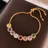 Pulsera Extraíble Cuadrada Color Zircón Estilo de Corte Europeo y Americano Pulsera de Lujo Ligero con Tacto de Alta Gama Joyería de Mano Exquisita Retro para Mujeres