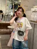 Top de Algodón con Estampado Floral y Lindo de Manga Corta para Niñas, Colección Primavera 2026, Amigable con la Piel, Corte Holgado, Camisa Versátil de Media Manga