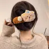Pinza para el pelo de flor de punto de felpa de alta gama para otoño e invierno, pasador no irritante para la parte trasera de la cabeza, pinza de garra
