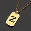 Colar Cruzado Popular de Aço Inoxidável Oco com 26 Letras Inglesas Versátil Simples Moderno Unissex Par Joias de Marca Militar