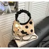 Bolsa de Axila de Lona Casual Retrô Estilo 2026, Bolsa Transversal de Ombro Polka Dot Fashion, Bolsa de Grande Capacidade para o Dia a Dia