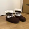 Botas de Nieve Casuales Simples con Adorno de Encaje con Cordones para Mujer 2026 Nuevo Llegado de Invierno Cálidas con Felpa Antideslizantes Botines Cortos de Piel