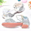Zapatos de Princesa para Niñas Sandalias Zapatos de Cristal para Desfile Vestido Zapatos de Tacón Alto de Verano para Niños Zapatos de Modelo para Niños Zapatos para Desfile