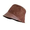 Chapéu de Pescador Retro Patchwork com Aba de Camurça Estilo Coreano para Mulheres, Outono e Inverno, Chapéu Simples para Cobrir o Rosto para Circunferência de Cabeça Grande, Faz o Rosto Parecer Menor