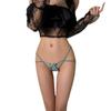 Deseo Puro Sexy Encaje Ropa Interior Femenina Entrepierna Abierta Tirante Delgado Cruzado Hueco Moda Lazo Tentación Ropa Interior Sexy para Mujeres
