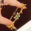 Pulseira Esmaltada Azul Borboleta Dourada Areia Estilo Livro Vermelho Pequeno para Mulheres Pulseira Borboleta Sol, Lua e Estrelas