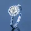 Anillo de Diamante Mosane de Plata s925 Clásico Seis Garras para Mujer Compromiso 1 quilate Anillo de Diamante Moissanita Abierto Regalo de San Valentín