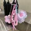 Chaveiro Criativo DIY Laço de Tecido Rosa Miu Fofo Exquisito Pingente para Mochila Escolar Pequeno Pingente para Celular