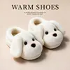 Sapatos de Inverno para Crianças com Forro de Algodão, Quentes, Aveludados, Fofos, Design de Cachorrinho, Casa, Pai e Filho, Antiderrapantes, Pantufas de Algodão para Crianças