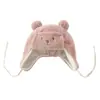 Chapéu de bebê inverno fofo desenho animado forrado com fleece quente proteção para as orelhas do bebê proteção facial boné chapéu Lei Feng de bebê
