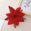 Flores Plásticas de Natal Decorações de Natal Decoração de Atmosfera para Árvore de Natal Flores Simuladas com Pó Dourado para Árvore de Natal Atacado