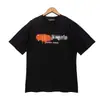 Versão Correta da Camiseta Pronta Redonda de Manga Curta Solta Palm Palm Angels Estampa de Letras Splash Transfronteiriça