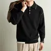 Yingao Polo de Punto Jacquard Otoñal con Cuello de Solapa para Hombre Holgado Casual Manga Larga Estilo Old Money Transfronterizo Ropa para Hombre Suéter