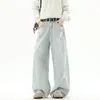 Jeans Desgastados Rasgados Azul Claro para Hombre, Novedad Otoño 2026 Estilo Americano Moderno Pantalones Sueltos de Pierna Recta Pierna Ancha