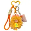 Chaveiro de menina de desenho animado moderno e descolada com cabelo cacheado, pingente de silicone, boneca Nai Fu, acessório para bolsa feminina, pequeno presente chaveiro