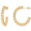 Moda Europea y Americana Cadena Retorcida Chapada en Oro Forma de Letra Versátil para Mujer Aretes de Botón Lisos Venta al por Mayor Oro