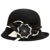 Rongmei 2026 Nuevo Sombrero Clásico Hepburn Transfronterizo con Ala Curva, Sombrero de Mezcla de Seda y Lana, Elegante Sombrero de Estilo Francés