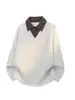 Suministrado directamente por el fabricante, conjunto de sudadera a cuadros de dos piezas falsas para hombre, otoño 2026, de alta gama, elegante y genial, conjunto de polo de manga larga