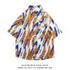Camisa de Meia Manga Camuflada Floral de Verão Manga Curta Estilo Hong Kong Unissex Juventude Lazer Viagem Solta Estampada para Homens