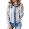 Cárdigan de Punto con Cuello de Mezclilla Transfronterizo 2026 Primavera/Otoño Nuevo Diseño de Moda Suéter Falso de Dos Piezas para Mujer