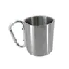 Taza de Agua Portátil para Exteriores, Taza de Café, Taza con Gancho Rápido de Mosquetón de Acero Inoxidable, Taza de Té para Acampar, Taza de Acero Inoxidable Engrosada de Doble Pared