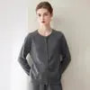 Versátil y elegante nuevo tejido de punto para otoño e invierno, 100% cachemira pura, cuello redondo, manga larga, suéter cálido y estilizado
