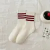 Meias Vermelhas Ankora Meias Femininas de Cano Médio Algodão Primavera e Outono Meias do Ano Animal Meias Esportivas Ins Tendência Outono e Inverno