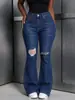 Comercio Electrónico Transfronterizo Abastecimiento Amazon Jeans de Tiro Alto Micro-bota Rasgados Jeans Rasgados Pantalones Largos para Mujer Micro-bota
