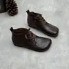 Botines cortos de piel de oveja de capa superior con grano a mano y banda elástica, Botas Martin, Nuevo modelo de otoño 2026, Botas para mujer de cuero genuino con puntera cuadrada y suela blanda