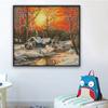 Tecido de fábrica ponto cruz amanhecer de inverno pôr do sol pintura decorativa cenário de sala de estar quente bordado autônomo entrega de peça única
