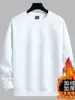 Sudadera con capucha de cuello redondo para hombre Otoño Invierno Nuevo Estilo Moderna Casual Holgada Color Sólido Talla Grande Versátil Sudadera con capucha de forro polar para hombre