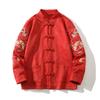 Outono 2024 Novo Estilo Chinês Jaqueta Estilo Chinês Jaqueta Bordada com Dragão Botão Top Estilo Chinês Retrô Vestido Tang para Homens