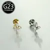 Item Popular Transfronteiriço: Piercing Labial de Titânio F136 6-10mm com Brincos de Zircônia em Formato de Flor, Piercings de Cartilagem, Atacado de Fábrica em Estoque