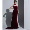 Vestido de noche mujer negro tirante socialita fiesta banquete tubo sin espalda elegante anfitrión terciopelo