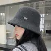 Novo Chapéu de Pelúcia Outono Inverno Chapéu Balde Feminino Chapéu Bacia Quente Chapéu Balde Versátil Casual Chapéu de Aba Larga Estilo Coreano Feminino