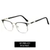 91760 Gafas de Miopía de Medio Marco de Comercio Exterior para Hombre con Montura Metálica Plana Moda Casual Antiluz Azul Venta al por Mayor