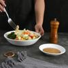 Tigela Redonda Rasa Imitação Porcelana Melamina Tigela Rasa Simples Prato Fundo para Comida Tigela de Macarrão para Hotel Comercial Forma Personalizada Popular Tigela de Salada Estilo Japonês