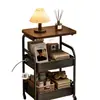 Mesa de Cabeceira, Mesa de Cabeceira Móvel para Quarto, Mesa Lateral para Sofá, Carrinho Pequeno, Estante de Armazenamento, Armário Multicamadas para Lanches na Sala de Estar