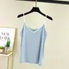 Nuevo top de tirantes de estilo coreano para verano, talla grande, con bloques de color, cuello en V, corte ajustado, sin mangas, camisola de algodón modal para mujer