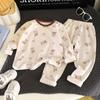Conjunto de Roupa Íntima Infantil Outono e Inverno Bebê Lycra Algodão Roupas de Outono e Calça Comprida para Meninos e Meninas Roupa de Baixo Pijama Roupa de Casa Roupa Infantil