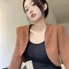 Conjunto Jaqueta Curta Vintage Primavera e Outono Novo Design Versátil Slim-fit Slim-fit Cardigan Preto Feminino