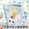 Cuaderno de Colorear Lindo Shin-Chan Conduciendo A5 Cortado con Láser Dibujos Animados Planificador Cubierta de Cuero PU de Alto Valor Cuaderno Diario