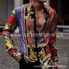 Camisa de Solapa Otoño 2021 Ropa Exterior para Hombre Amazon Europeo y Americano Camisa Estampada para Hombre Cárdigan para Hombre Camisa de Manga Larga para Hombre